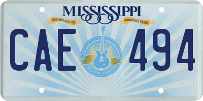 MS license plate CAE494