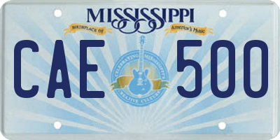 MS license plate CAE500