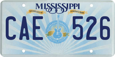 MS license plate CAE526