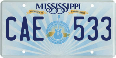 MS license plate CAE533