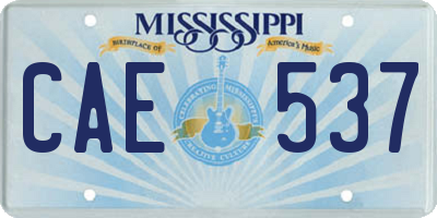 MS license plate CAE537