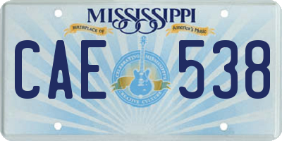 MS license plate CAE538