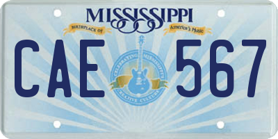 MS license plate CAE567