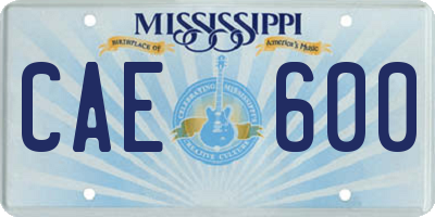 MS license plate CAE600