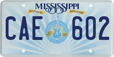 MS license plate CAE602