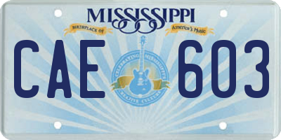 MS license plate CAE603