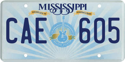 MS license plate CAE605