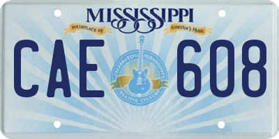 MS license plate CAE608