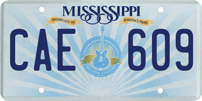 MS license plate CAE609