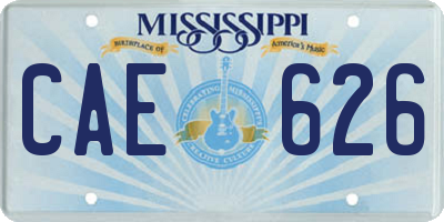 MS license plate CAE626