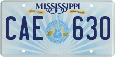 MS license plate CAE630