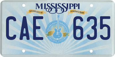 MS license plate CAE635