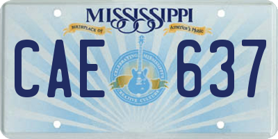 MS license plate CAE637