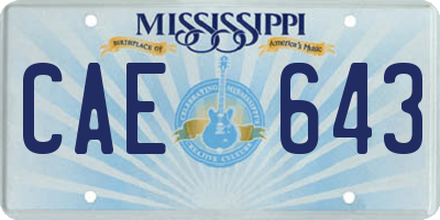 MS license plate CAE643