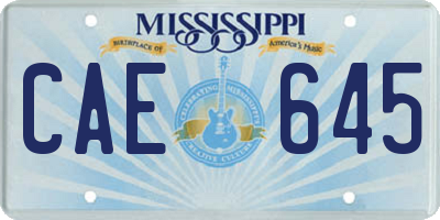 MS license plate CAE645