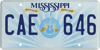 MS license plate CAE646