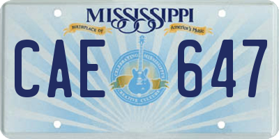 MS license plate CAE647