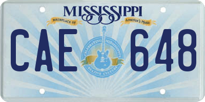MS license plate CAE648
