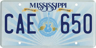 MS license plate CAE650