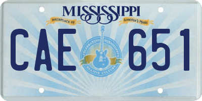 MS license plate CAE651