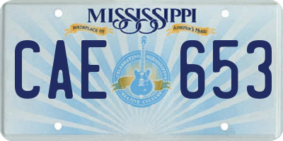 MS license plate CAE653