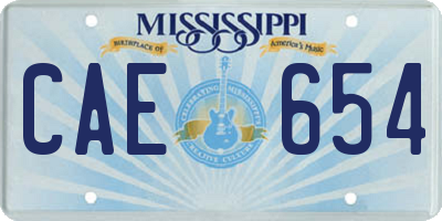 MS license plate CAE654
