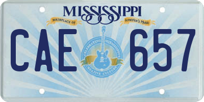 MS license plate CAE657