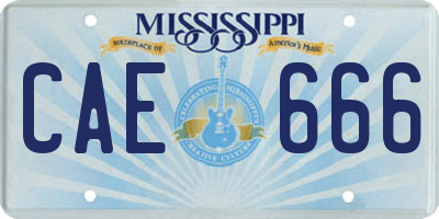 MS license plate CAE666