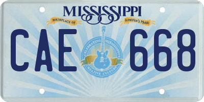 MS license plate CAE668
