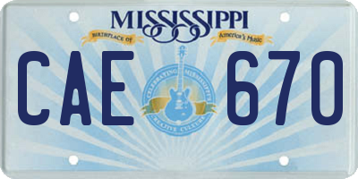 MS license plate CAE670