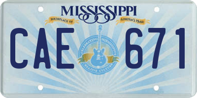 MS license plate CAE671
