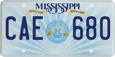 MS license plate CAE680