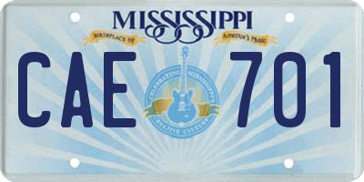 MS license plate CAE701