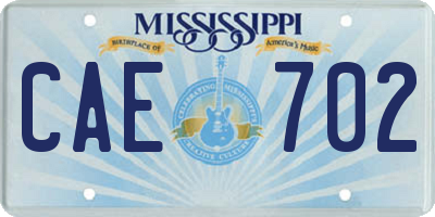 MS license plate CAE702