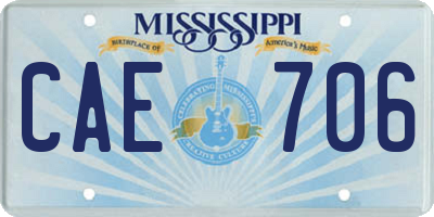 MS license plate CAE706