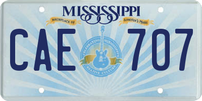 MS license plate CAE707