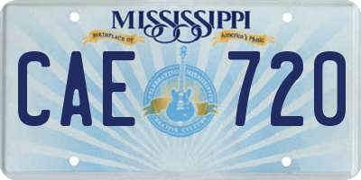MS license plate CAE720