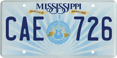 MS license plate CAE726