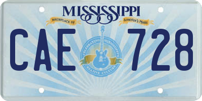 MS license plate CAE728