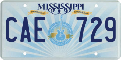 MS license plate CAE729