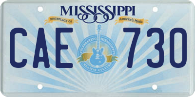 MS license plate CAE730