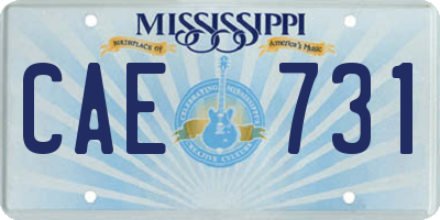 MS license plate CAE731