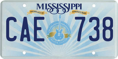 MS license plate CAE738
