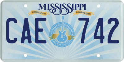 MS license plate CAE742