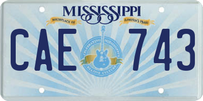 MS license plate CAE743