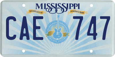MS license plate CAE747