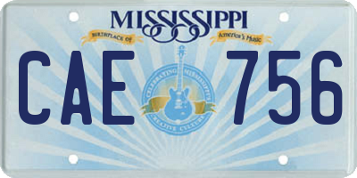 MS license plate CAE756