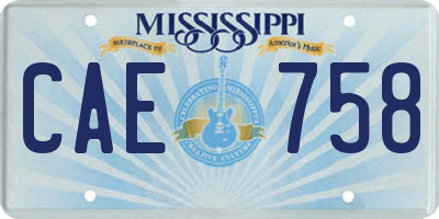 MS license plate CAE758