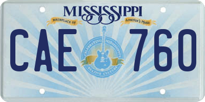 MS license plate CAE760