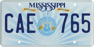MS license plate CAE765